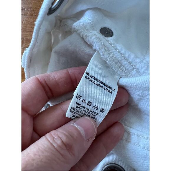 Free people cream/white cut-off distressed jean shorts with grommets at … - Picture 4 of 5